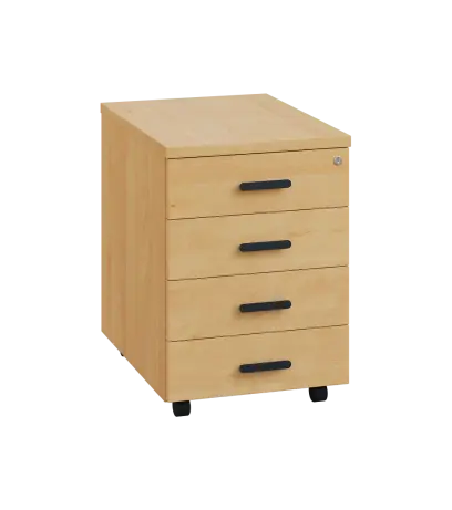 LKC 2 - 01 kontejner pojízdný, 4-zásuvkový, deska 25 mm, centrální zámek, javor horský